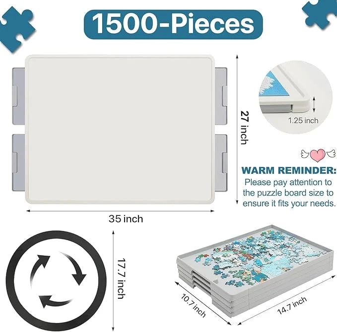 💥Last Day Sale⏰Rotating Plastic Puzzle Board with Drawers and Cover