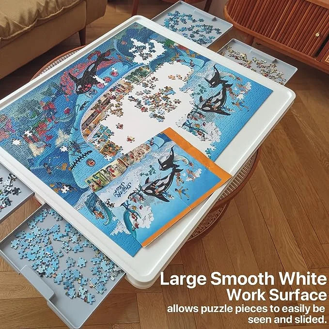 💥Last Day Sale⏰Rotating Plastic Puzzle Board with Drawers and Cover