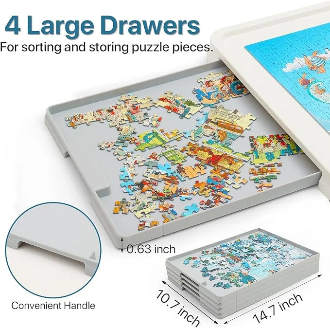 💥Last Day Sale⏰Rotating Plastic Puzzle Board with Drawers and Cover