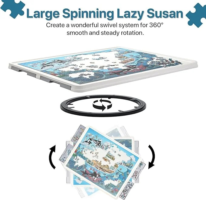 💥Last Day Sale⏰Rotating Plastic Puzzle Board with Drawers and Cover