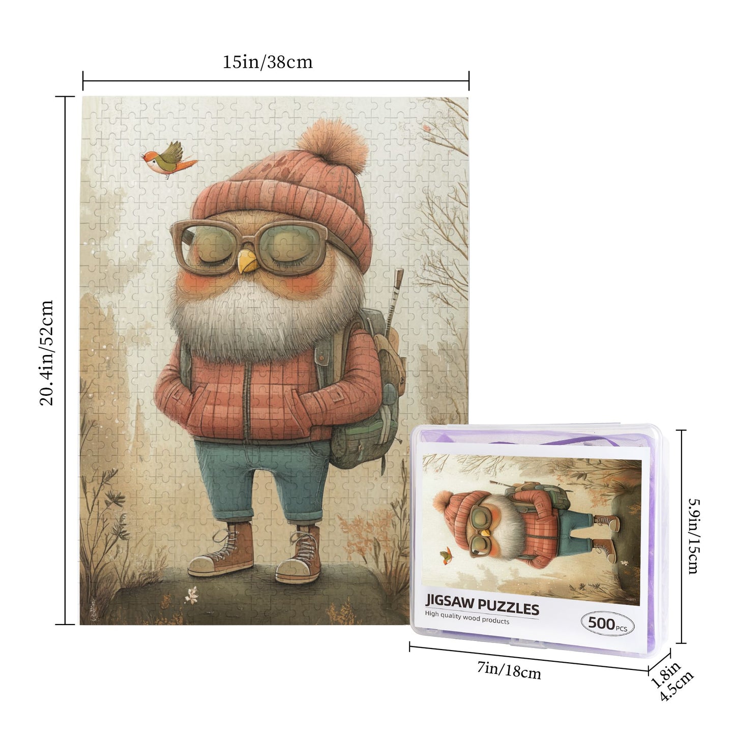 🧩 500-Piece Vintage Adventure Owl Jigsaw Puzzle - Creative Illustration Puzzle 🎨