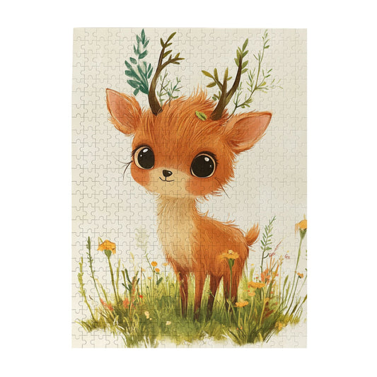 🦌 500-Piece Adorable Forest Deer Jigsaw Puzzle - Whimsical Illustration Puzzle 🧩