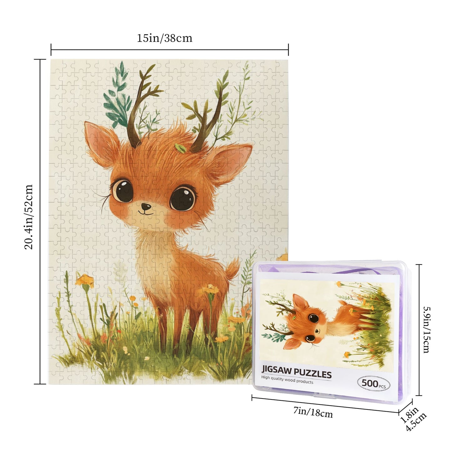 🦌 500-Piece Adorable Forest Deer Jigsaw Puzzle - Whimsical Illustration Puzzle 🧩