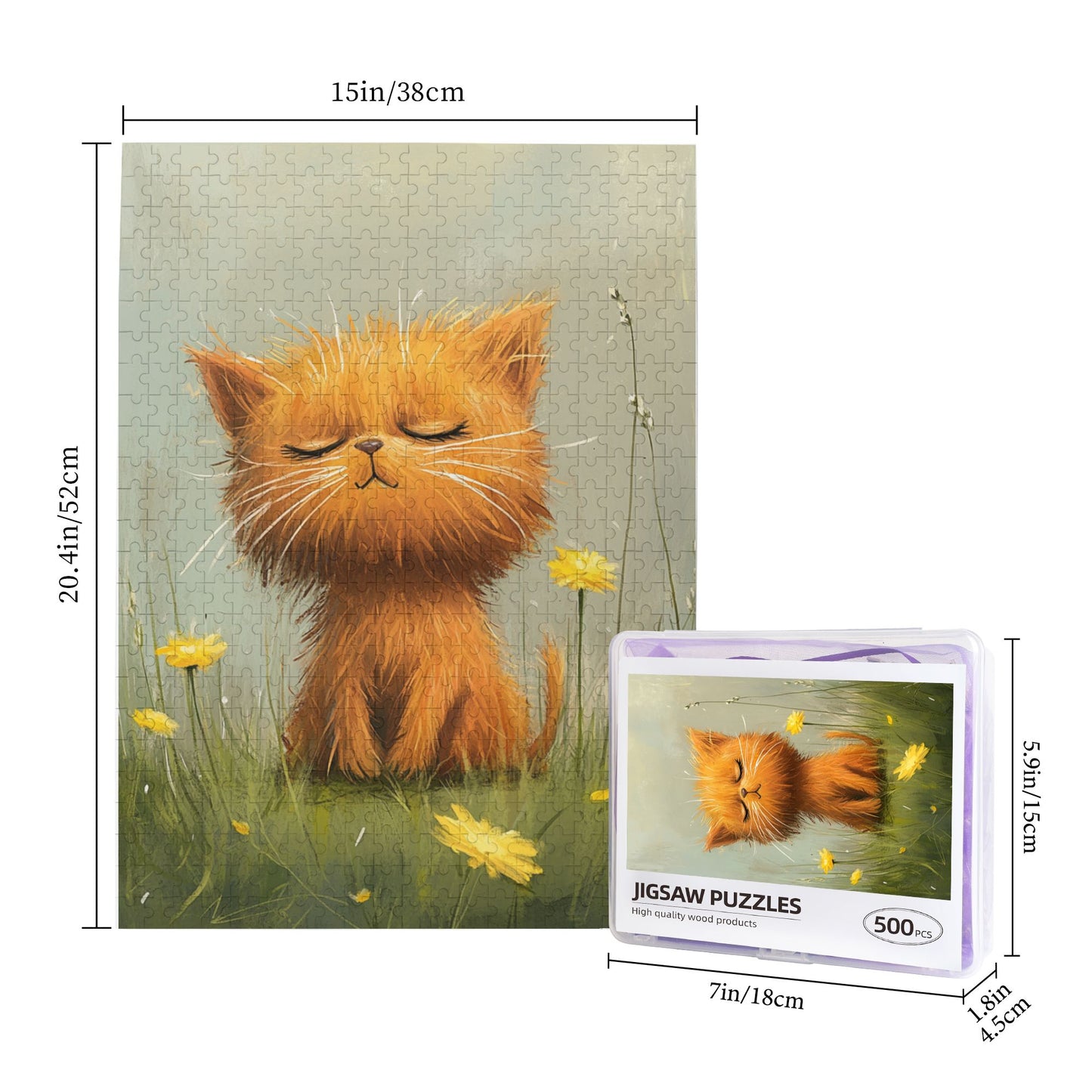 🐱 500-Piece Cozy Cat Jigsaw Puzzle - Adorable Animal Illustration Puzzle 🧩