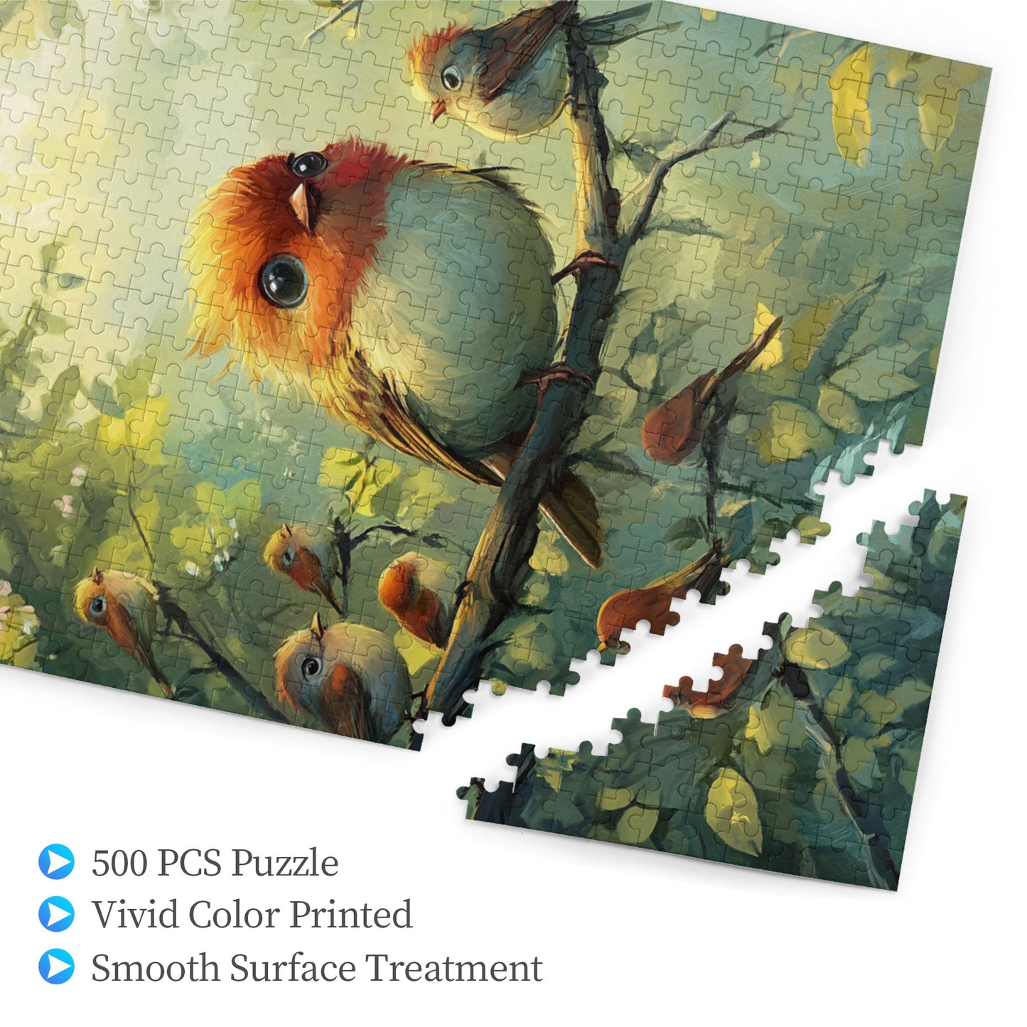 Beautiful Bird Illustration Puzzle - 500-Piece Jigsaw for Adults (38x52cm)