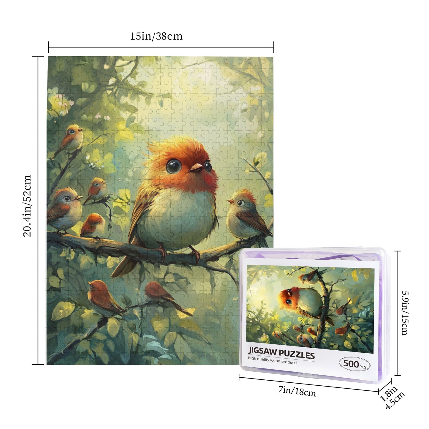 Beautiful Bird Illustration Puzzle - 500-Piece Jigsaw for Adults (38x52cm)