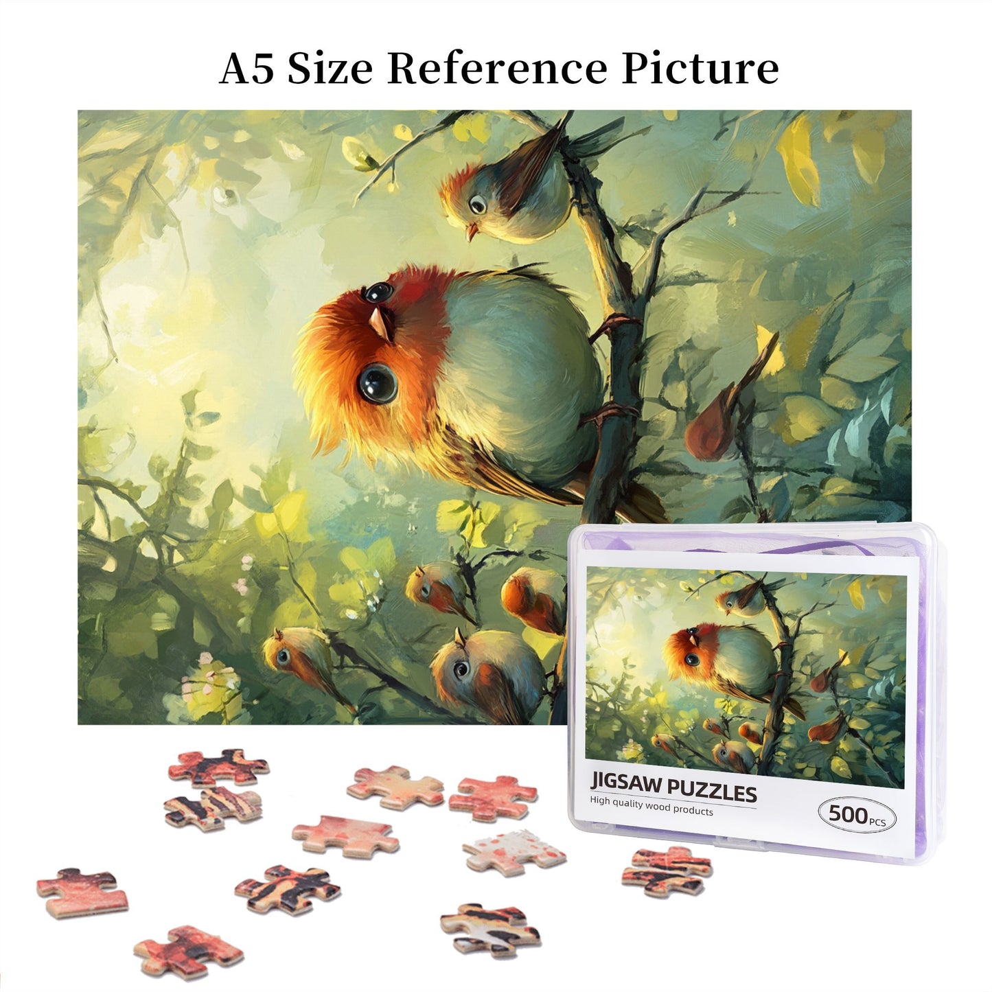 Beautiful Bird Illustration Puzzle - 500-Piece Jigsaw for Adults (38x52cm)