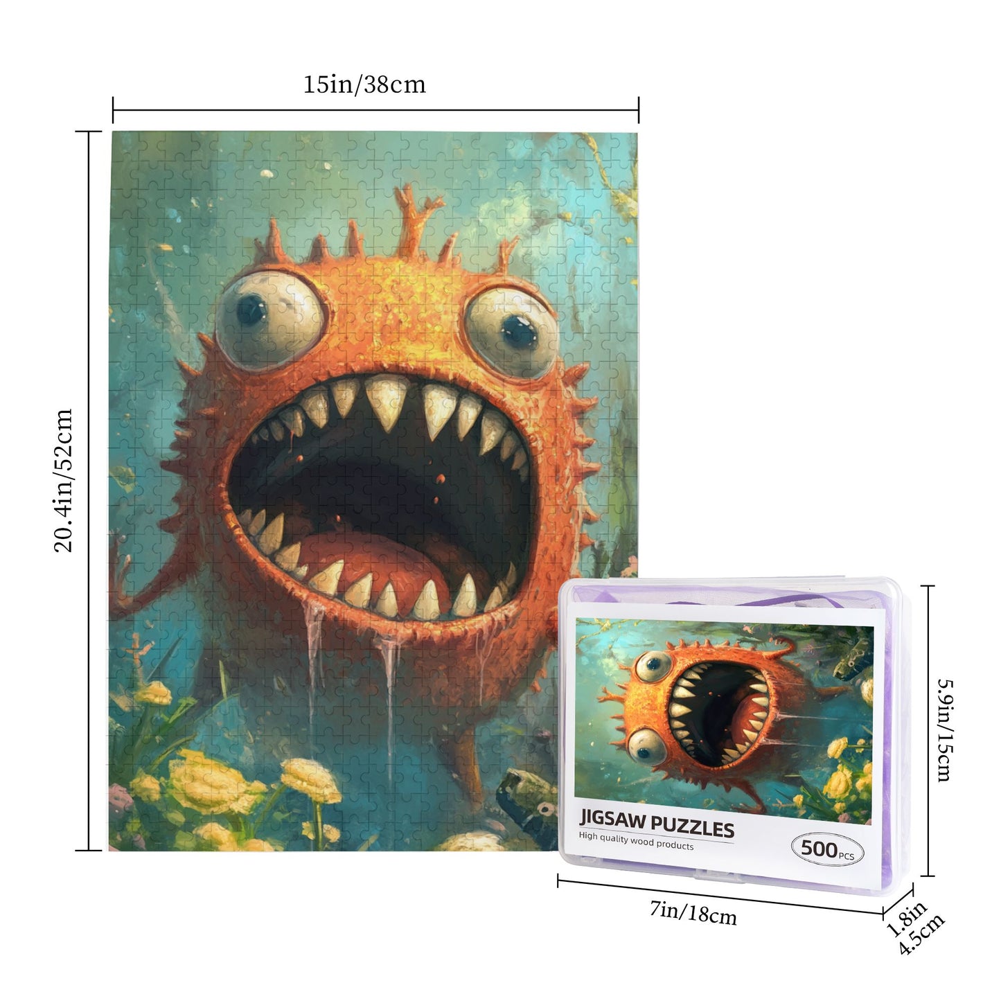 Terrifying Deep-Sea Monster Puzzle - 500-Piece Fun Jigsaw for Adults (38x52cm)