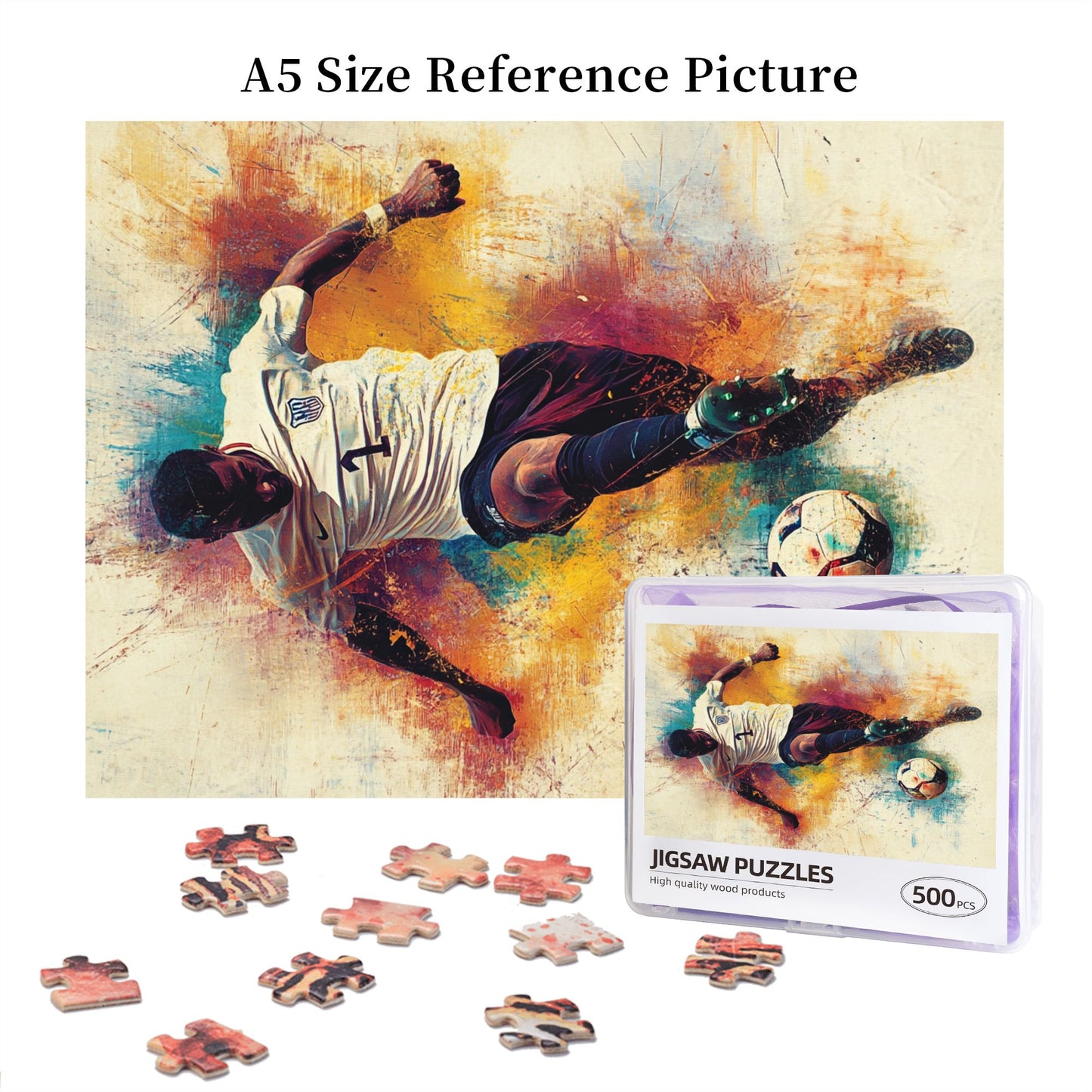 Dynamic Soccer Art Puzzle - 500-Piece Sports-Themed Jigsaw (38x52cm)